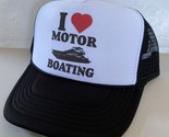 Vintage I Love Motor Boating Hat Funny Trucker Hat snapback Black Party Cap - £11.99 GBP