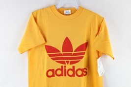 NOS Vtg 80s Adidas Mens Small Spell Out Trefoil 1988 Olympics T-Shirt Yellow USA - £157.41 GBP