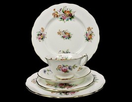 5-Pc. Place Setting, Royal Swansea China Floral Pattern, 1800s Cambrian Pottery - £38.67 GBP