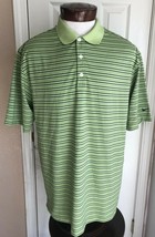 Nike Golf Dri Fit Green &amp; Blue Striped Short Sleeve Polo Men’s L - $14.80