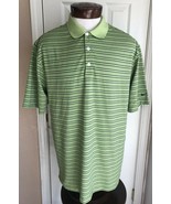 Nike Golf Dri Fit Green &amp; Blue Striped Short Sleeve Polo Men’s L - £11.76 GBP