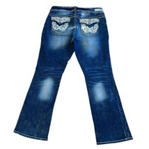 WALLFLOWER Distressed BLING Flap Pocket Bootcut Flare Jeans Women Size 1... - $20.53