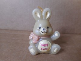 Happy Easter Bunny Candle Multi-color Rabbit Spring w Wick Mini Kitsch 2 1/4&quot; - £5.64 GBP