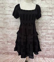 Altar&#39;d State Womens Puff Sleeve Mini Dress Black Textured Gauze Size M NEW - £35.98 GBP