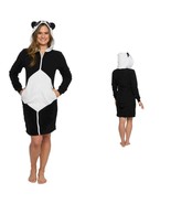 Fleece Silver Lilly Zip Front Panda Dress or Long Hoodie Lounge Festival... - $36.29 CAD