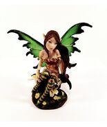 Yellow Orange Spring Sun Fairy Sitting in Wonderment / Collectible Figurine - $40.47