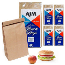200 Pc Bulk Brown Paper Bags Lunch Snack Kraft Bag Packing Grocery Party... - £31.24 GBP
