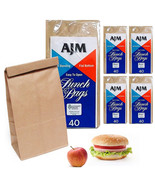 200 Pc Bulk Brown Paper Bags Lunch Snack Kraft Bag Packing Grocery Party... - £30.68 GBP
