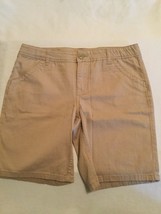 Size 10.5 Justice shorts uniform khaki flat front button zipper Girls - £11.00 GBP