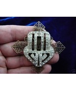 (br-242) White rhinestones vintage brass pin pendant fashion jewelry - $352.53 MXN