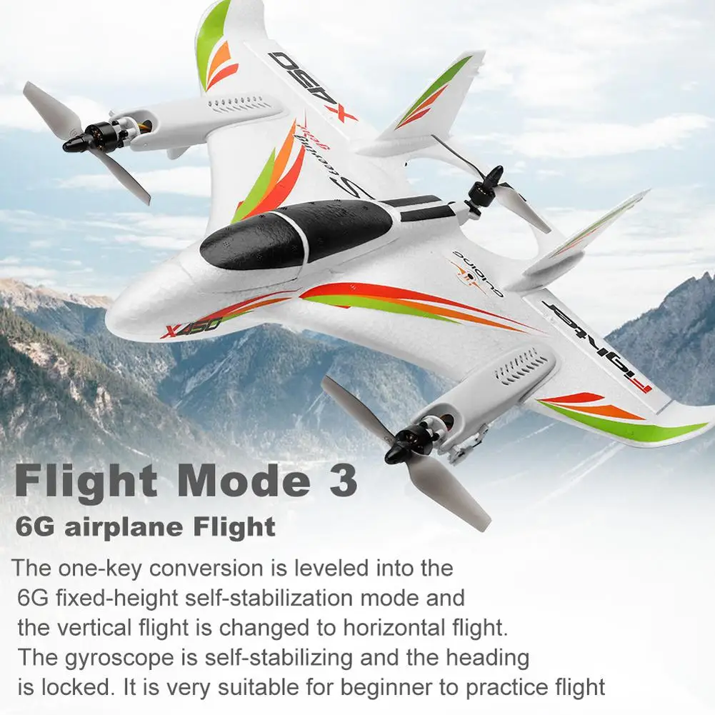 2.4G 6ch X450 3D/6G Rc Vertical Takeoff Led Rc Glider Fixed Wings Rc Airplane - £174.70 GBP
