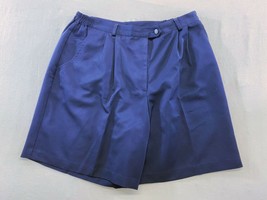 Coral Bay Golf Women&#39;s Vintage Pleated Front Shorts Size 14P Dark Blue High Rise - £7.76 GBP