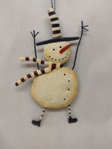 Vtg Metal Snowman Christmas Ornament Christmas Holidays with Stripped Parts - £11.64 GBP