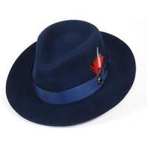 Bruno Capelo Hat Australian Wool Fedora Pinch Front Milan Snap Brim Mi501 Navy image 3