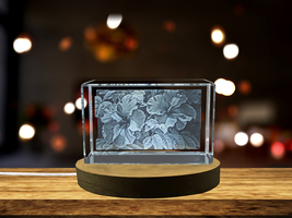 LED Base included | Tropical Charm: 3D Engraved Crystal Hibiscus - $39.99 - $399.99
