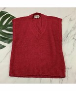 Womens Vintage 80s Sweater Vest Size L Bright Pink Import Workshop Chunk... - $39.25 CAD