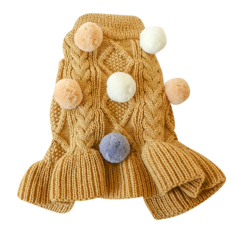 Winter Dog Cat  Skirt Knitwear Soft Warm Ball Dog Clothes For Dogs Cats Coat For - £80.78 GBP