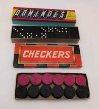 Vintage Checkers &amp; Dominoes by Halsam Set No. 622 145-K Both are 100% Co... - $19.34