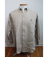 Vtg Ralph Lauren Blue Label M Brown Cotton Twill Long Sleeve Button Fron... - £15.84 GBP