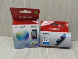 Canon Pixma CL 211 XL black Ink 251 C Cyan blue both sealed - £27.68 GBP