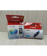 Canon Pixma CL 211 XL black Ink 251 C Cyan blue both sealed - $34.64