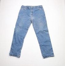 Vtg 90s Streetwear Mens 38x32 Distressed Flannel Lined Straight Leg Denim Jeans - £46.40 GBP