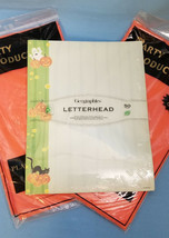 Halloween Pumpkins Ghost Cat Letterhead Paper &amp; 2 Orange  Party Table-Cover Lot  - £17.01 GBP