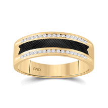 14kt Yellow Gold Mens Round Diamond Wedding Black-tone Band Ring 1/4 Cttw - £967.12 GBP