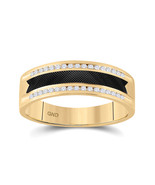 14kt Yellow Gold Mens Round Diamond Wedding Black-tone Band Ring 1/4 Cttw - £963.16 GBP