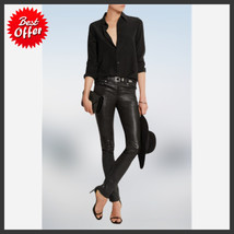 Women&#39;s Leather Pants Genuine Lambskin Leather Party Skinny Legging Trou... - €100,22 EUR