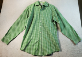 Brooks Brothers Shirt Mens Size 15-32 Green Check 100% Supima Cotton Button Bown - £14.17 GBP