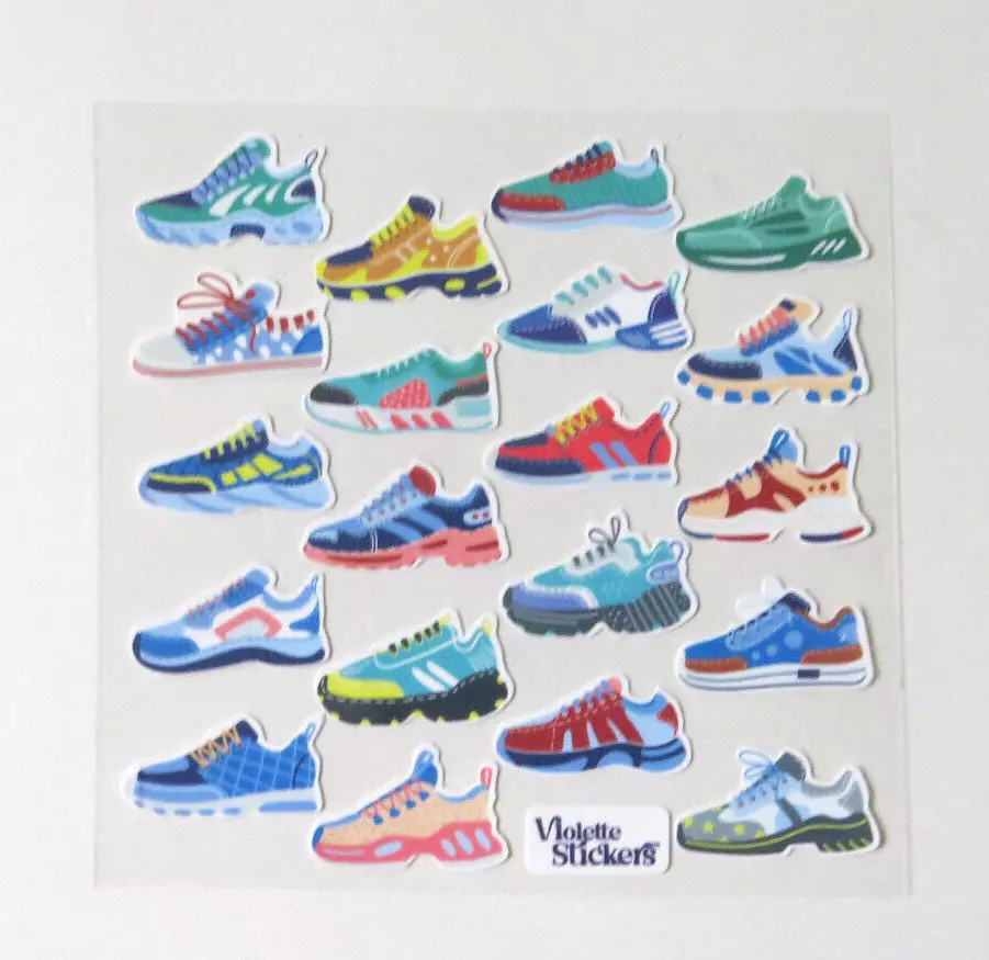 4x4 Square Sheet Of Retired Stickers Running Shoes - $8.99