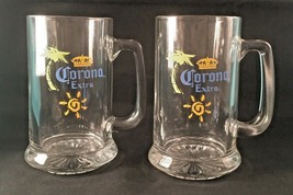 Corona Extra Beer Mug Glass Palm Tree Sun Design 2 - Glasses  12 Oz. - £11.26 GBP
