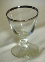 Elegant Clear Glass Silver Trim Cordial Six Lobe Stem Footed - $14.84