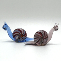 New Colors!!! Murano Glass Handcrafted Mini Lovely Snail Figurine Set, Glass Art - £22.48 GBP