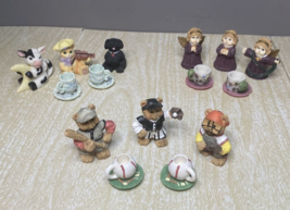 Lot of Resin Miniature Tea Sets w/ tea cups - Bears - Angels - Dog Cat a... - $23.38