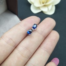 925 Silver natuarl sapphire stud Earrings fashion jewelry anniversary plant wome - £59.48 GBP