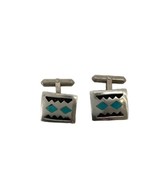 Vintage Native American Sterling Silver and Inlay Turquoise Square Cuffl... - $1,218.04 MXN