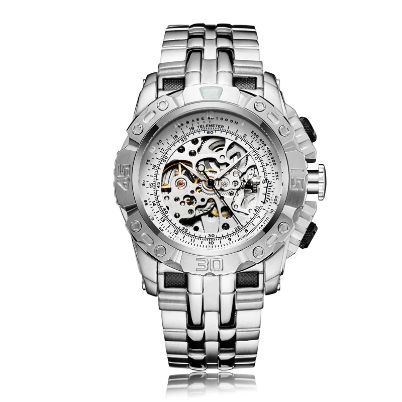 Luxury Silver Gold Automatic Mechanical Watch For Men Full Steel Skeleto... - $49.27