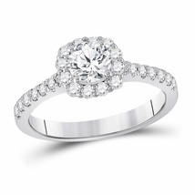 14kt White Gold Round Diamond Halo Bridal Wedding Engagement Ring 1 Ctw - £2,768.65 GBP