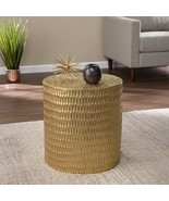 18 Inch Gold Manufactured Wood And Solid Wood Round End Table - $289.99