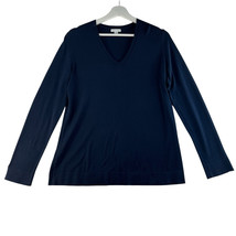 J. Jill Small S Carmen Silk Blend Sweater V-Neck Long Sleeve Lightweight Navy - $23.35