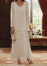 Mother of Bride Groom Wedding evening Gown &amp;Jacket formal dress plus M L... - £151.42 GBP