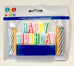 Set of 6 321 Party “Happy Birthday” 7 Piece Candle Set Cake Top | 6pk Brand New - £16.84 GBP