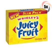 5x Packs Wrigleys Juicy Fruit Slim Pack Gum | 15 Sticks Per Pack | Fast Shipping - £11.10 GBP