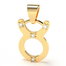 Taurus Zodiac Sign Diamond Pendant In Solid 10K Yellow Gold - £135.09 GBP