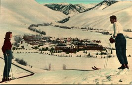 Inverno Sci Scene Sun Valley Idaho Id Union Pacific Ferrovia Lino Cartolina A3 - £12.78 GBP