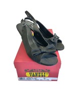 Van Eli Lorilyn Black Satin Womens 8.5 N Slingback Pumps Open Toe Bow Ac... - £18.59 GBP