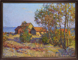 Stockholm Archipelago Landscape 1940 Oil Painting Renowned Impressionist Artist  - £385.44 GBP