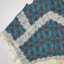 Umgee Womens Blue Print Crochet Lace Fringe Poncho Blouse Top, Size Medium - £10.38 GBP